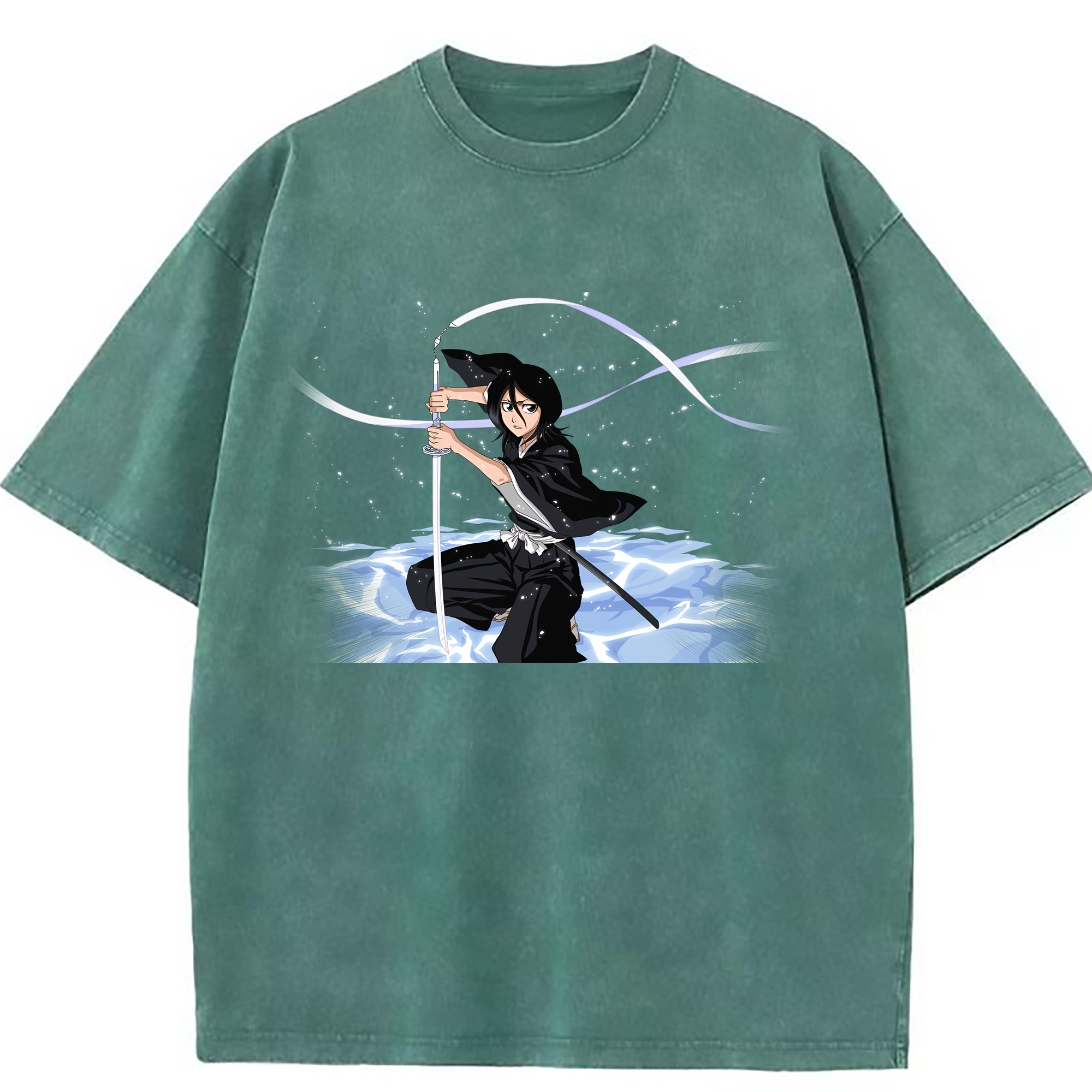 （画像用） ブリーチ 朽木ルキア BLEACH Kuchiki Rukia 綿100% ヴィンテージ風 半袖Tシャツ（フロントプリント）